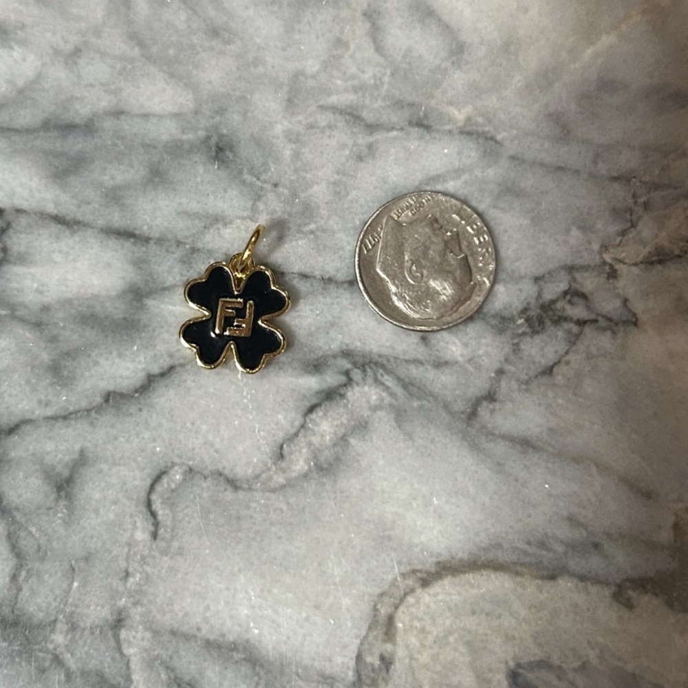 FENDI FF Clover Logo Charm - Black & Gold - Picture 4 of 4